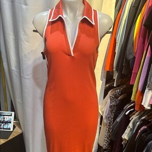 Veronica Beard Vibrant Orange Midi Dress